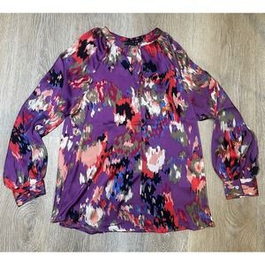 NWT Anthropologie Azel Hazel Haze US Size Medium Purple Multi color Tunic Blouse